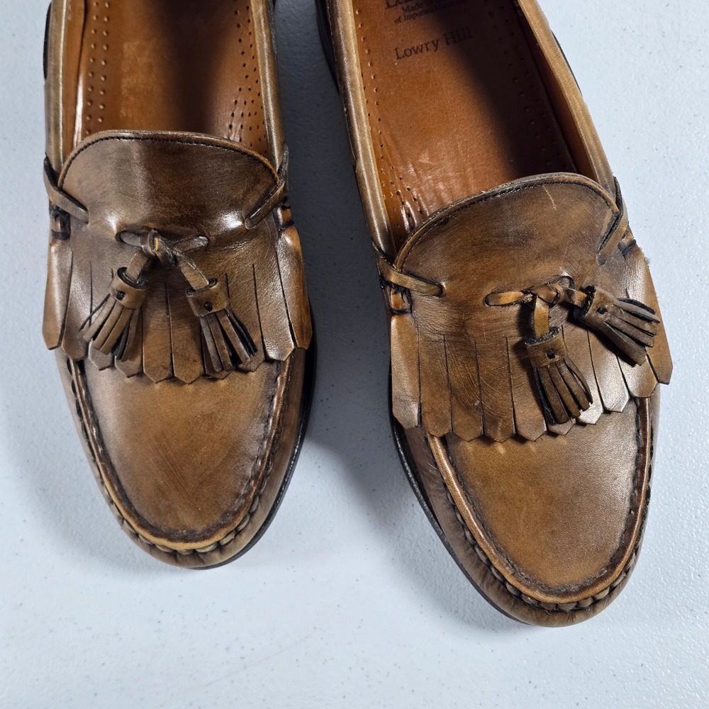 Allen Edmonds Lowry Hill Mens 9.5 E Tan Leather Kiltie Tassel Loafers 31421 - Picture 5 of 8